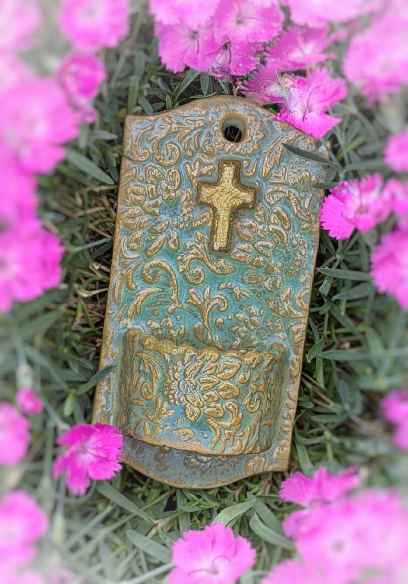 Teal Damask Cross Tablet